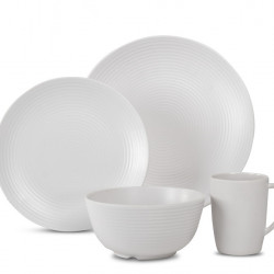 Lund melamine dinnerware set - 16-piece - white