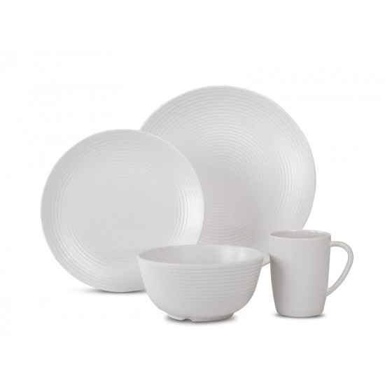 Lund melamine dinnerware set - 16-piece - white