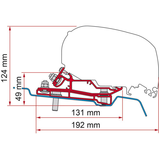 Fiamma adapter Ford Transit H3 / L4 from vehicle manufacturing year: 2014 - 400 cm, Left-hand drive, f80s