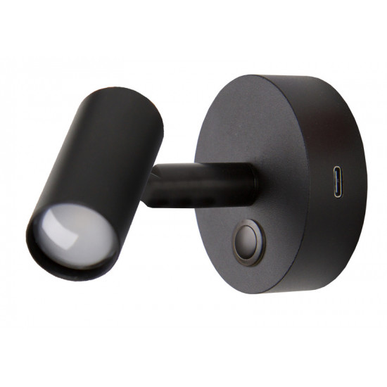 LED surface-mounted spotlight with night light - Matte black