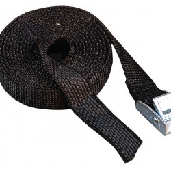 Rubberized ratchet strap, 2m x 18mm, black. 2 pieces, retail packaged.