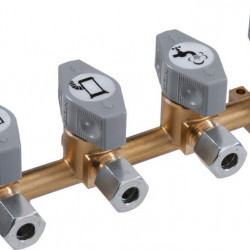 4-way quick-closing shut-off valve for 8 mm gas pipe