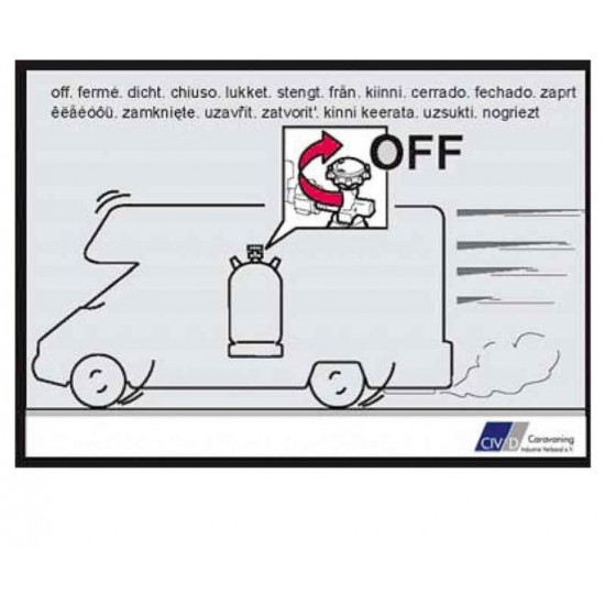 Sticker "Gas cylinder closed while driving"