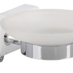 Soap dish with glass and fold-out hooks, white