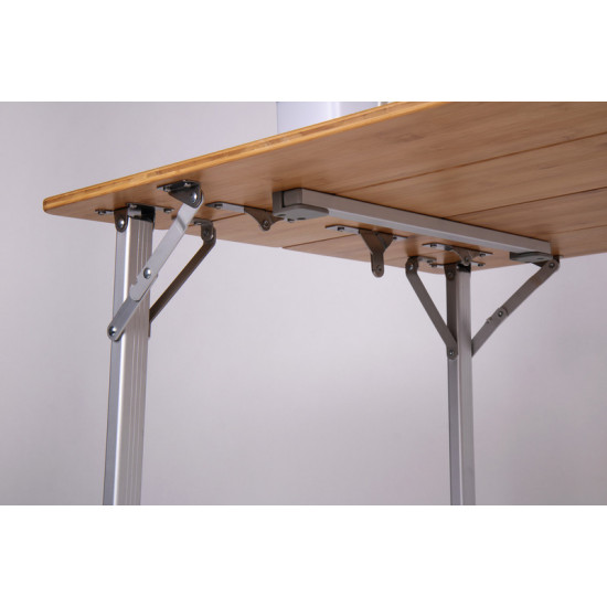 Camping table with bamboo top - 100 x 65 x 42/65 cm