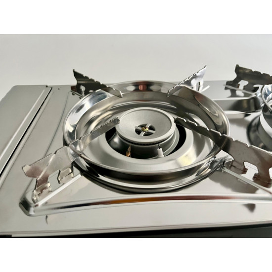 Gourmet Double Gas Cartridge Stove with Ignition Safety Device - 2-Burner Stove