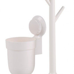 Toilet brush with suction cup, white