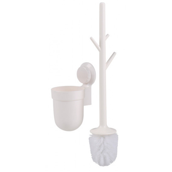 Toilet brush with suction cup, white