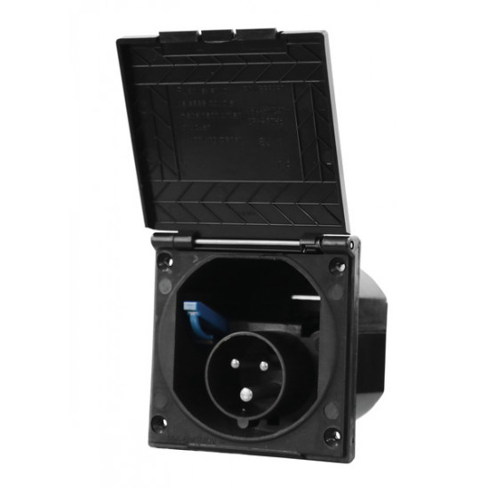 Square CEE inlet socket - Black