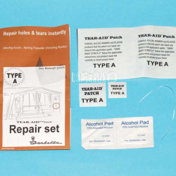 Repair kit for tent fabric and foil, acrylic