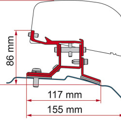 Fiamma adapter for Fiamma F40van for Ford Transit Custom short wheelbase from 2012 onwards, Mounting without drilling