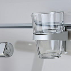 Aluminum glass holder, silver, for 1 glass or cup