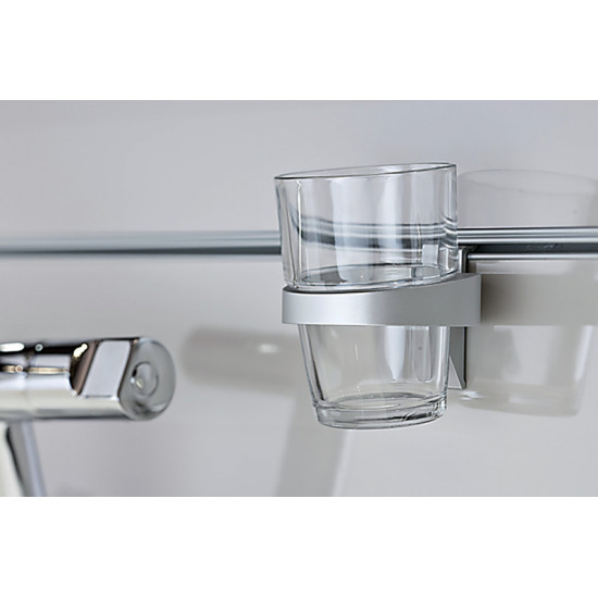 Aluminum glass holder, silver, for 1 glass or cup