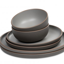 CAMP4 MALMÖ Dinnerware Set made of rPET for 2 people, Color: Taupe