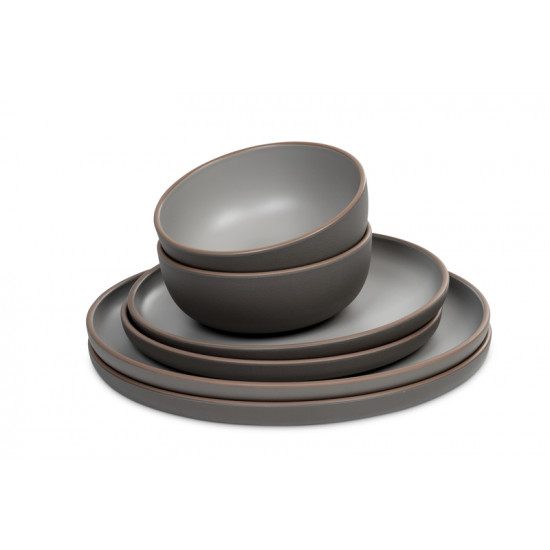 CAMP4 MALMÖ Dinnerware Set made of rPET for 2 people, Color: Taupe