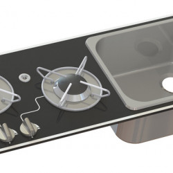 Cooker-sink combination - 2-burner with safety glass