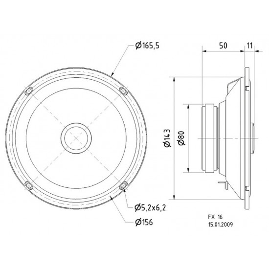 2-way coaxial loudspeaker with standard basket 6.5"