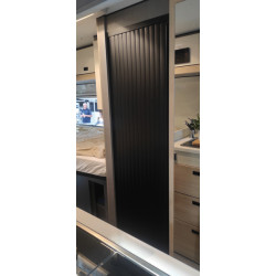 Roller door for bathrooms and toilets with mounting rails