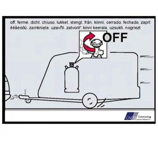 Sticker "Gas cylinder closed while driving"