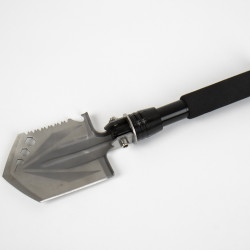 Multifunctional shovel with saw and cutting blade, bottle opener