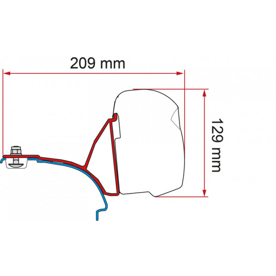Awning adapter F43van for VW T5 / T6 / T6.1 Multivan with C-rail - right-hand drive