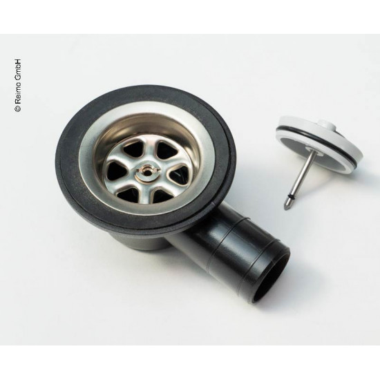 Water drain 39 mm angled with plug - Type F
