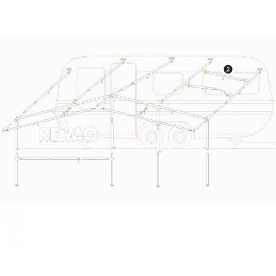 Steel tension rod/roof support rod 215-300cm, 3-piece