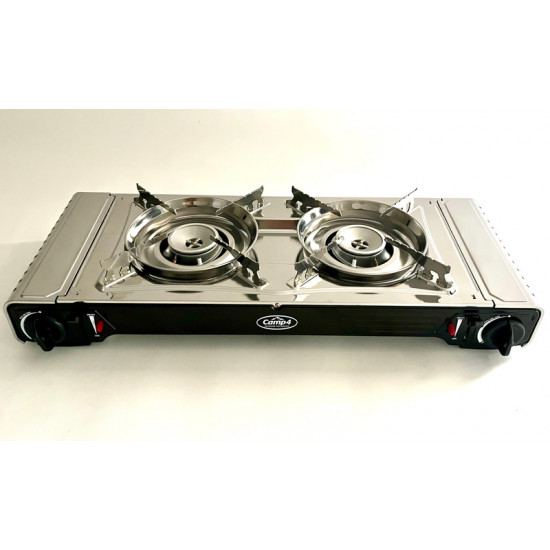 Gourmet Double Gas Cartridge Stove with Ignition Safety Device - 2-Burner Stove