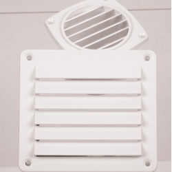 Ventilation grille, white, 142x80mm, rectangular, incl. screws