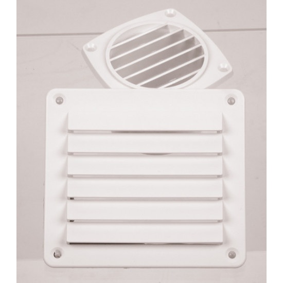 Ventilation grille, white, 142x80mm, rectangular, incl. screws