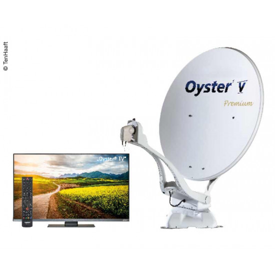 Oyster® V 85 TWIN SKEW Premium satellite system including 24" Oyster® TV