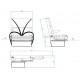 Seat/bed bench, one side armrest, 3-point seat belts, bed: 1700x1000mm