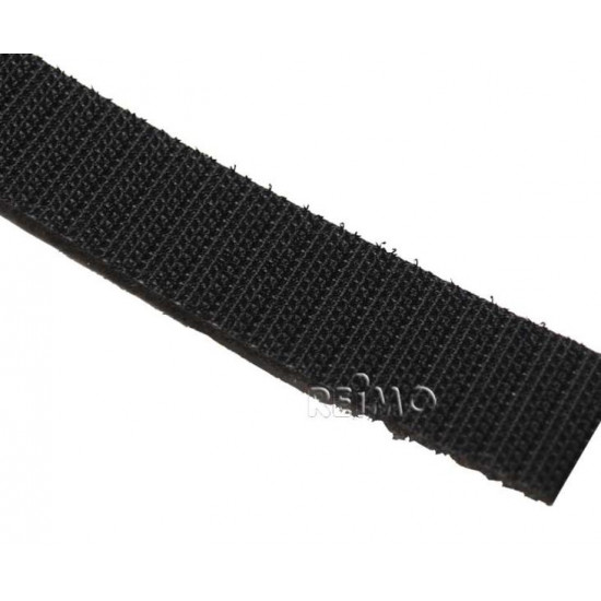 Self-adhesive hook and loop tape, 20 mm wide and 5 m long, color: black