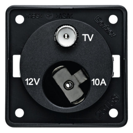 TV antenna socket with 12V socket, anthracite
