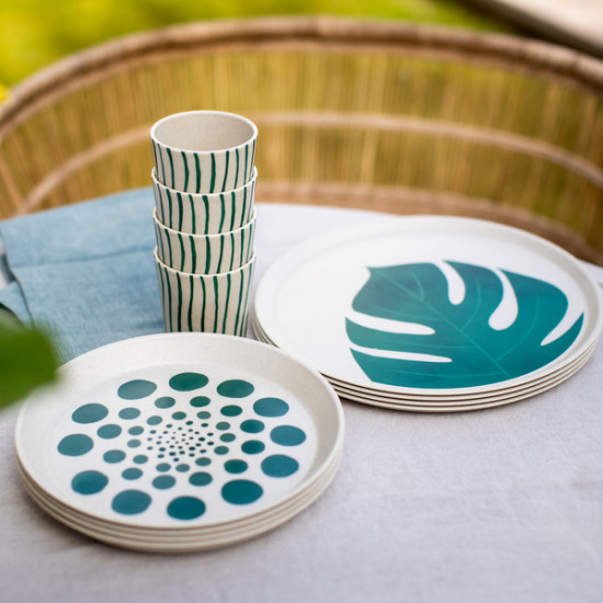 Set of 4 large plates - MONSTERA LEAF