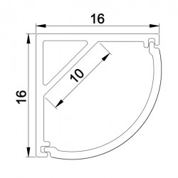 Aluminum profile for LED strips - corner profile - length 1.5 m