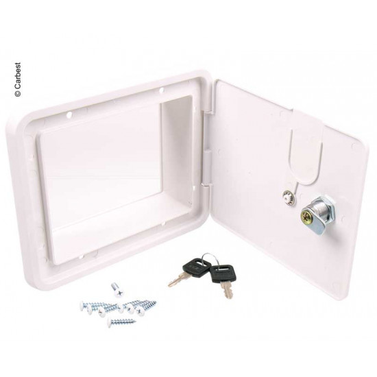 Carbest service hatch with lock, external dimensions 193x165mm, white