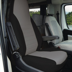 CARBEST Integral Seat Cover for Fiat Ducato from 2014 onwards, Black / Grey
