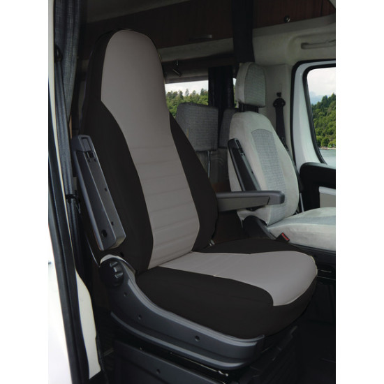 CARBEST Integral Seat Cover for Fiat Ducato from 2014 onwards, Black / Grey