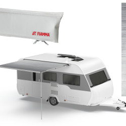 W 2000 x Extension 1800mm Fiamma CaravanStore Evo caravan awning in case for the awning rail, Colour: Royal Grey, Light Grey cover