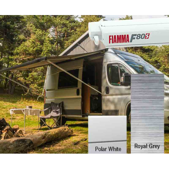 W 4000 x Abstract 2500mm FIAMMA F80S roof awning, Fabric color: Royal Grey, Housing: Polar White