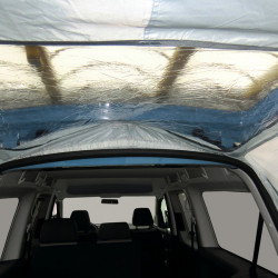 Trapezoidal rear tent for mini campers