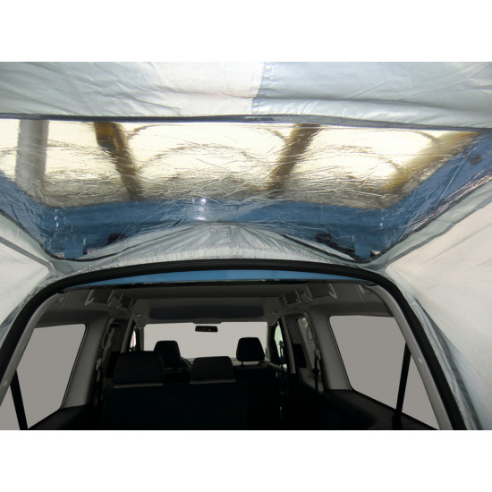 Trapezoidal rear tent for mini campers