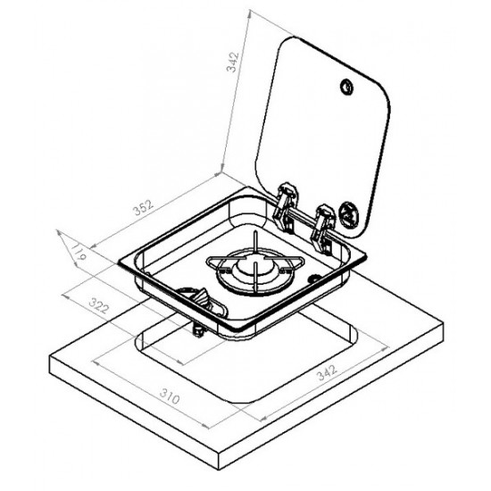 Stainless steel cooker with glass ASO - 1 burner