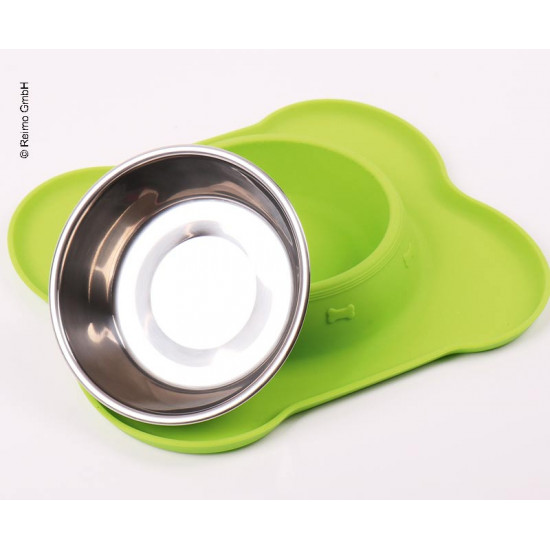 Frida stainless steel dog bowl with silicone base