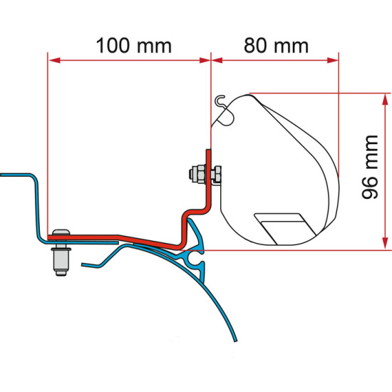 Fiamma Mounting adapter Campérêve Cap Road based on Peugeot Expert base, Brackets in black finish - For left and right hand drive