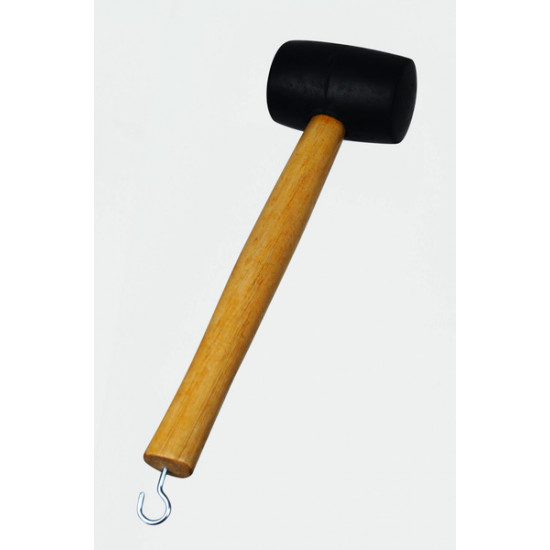 Rubber mallet with herring puller and wooden handle