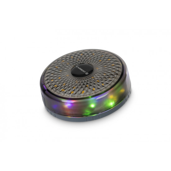 Battery-powered camping light with retractable string lights