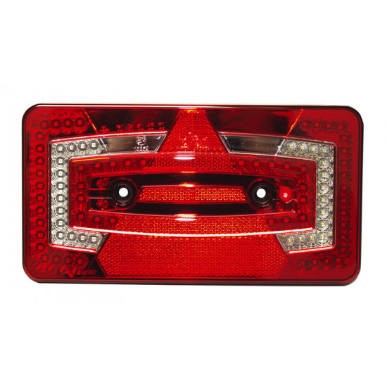 LED multi-function light, 9-32V, right-hand, red IP67 with triangular reflector
