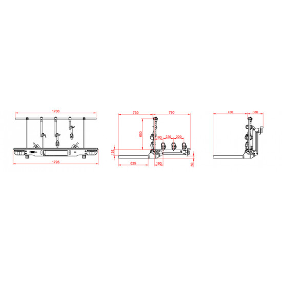 VELO bicycle carrier – for 3 bicycles with LED lighting